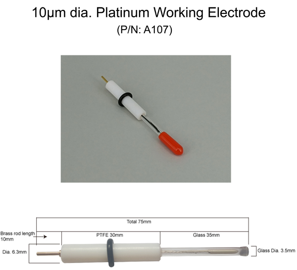 A107 10μm dia. Platinum Working Electrode
