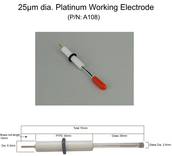 A108 25μm dia. Platinum Working Electrode
